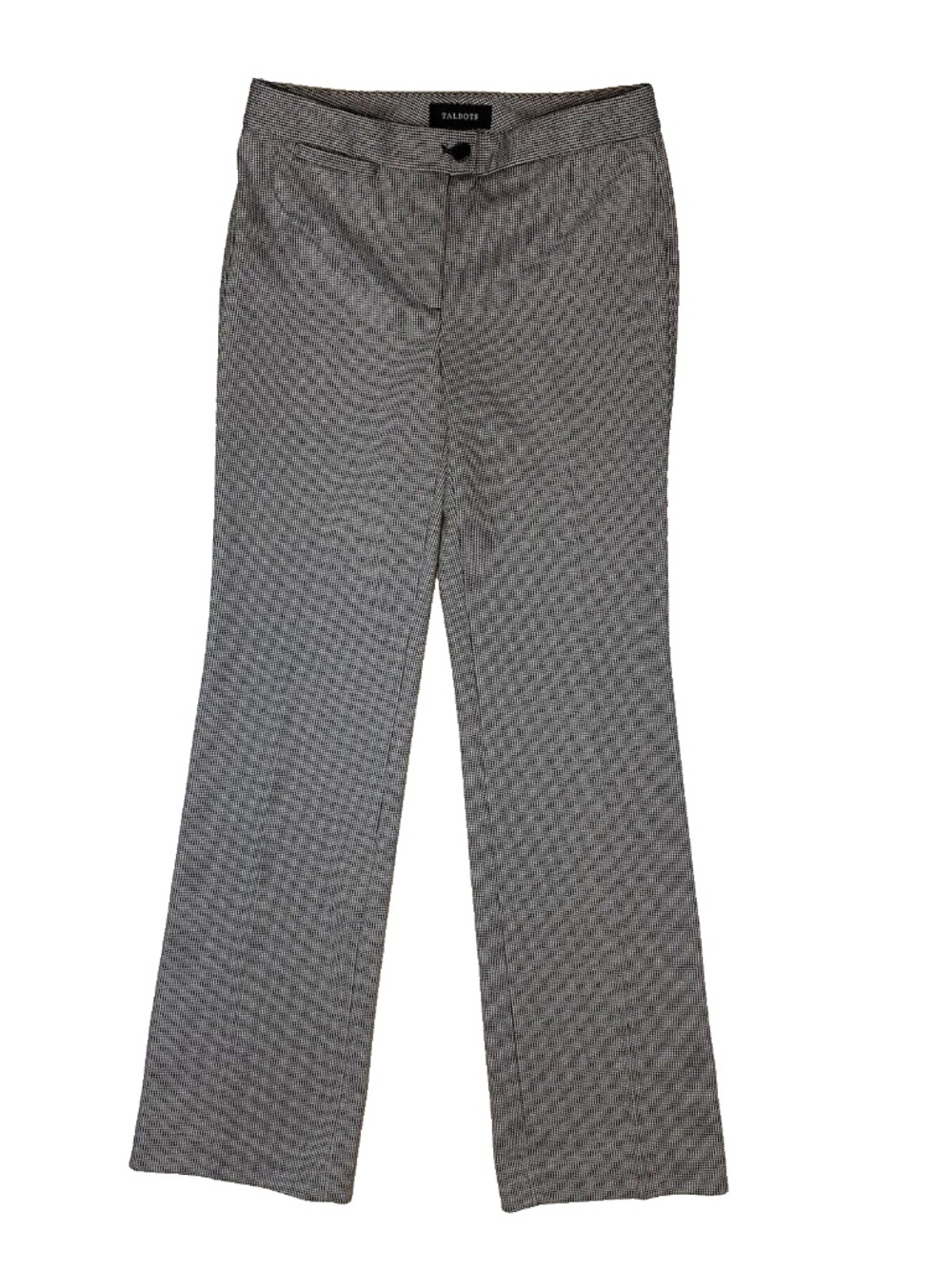 Talbots Size 2 Houndstooth Dress Pants Black White Mid Rise Straight Leg NWT$119